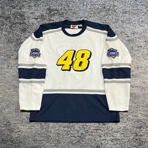 Vintage Jimmie Johnson Lowe's Jersey Mens Medium White‎ Blue #48 Winner's Circle